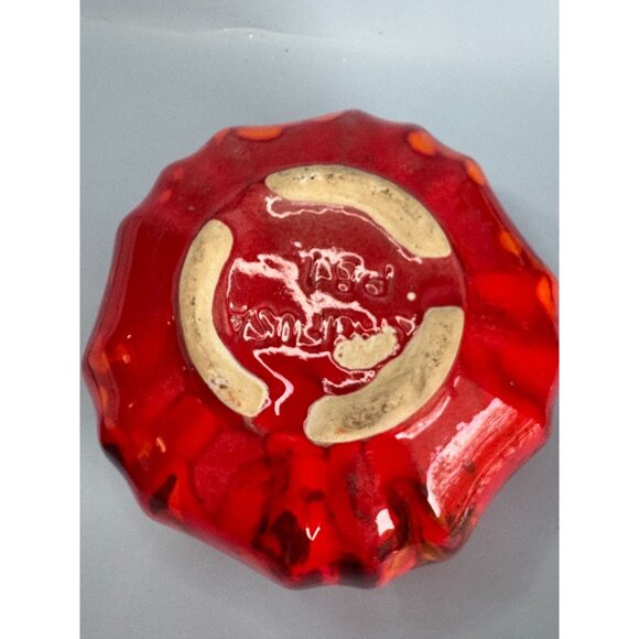 California Pottery Ceramic Bowl Red Orange Glaze Vintage Decorative Handmade - Picture 4 of 5